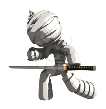 Mummy or Personal Injury Concept Striking with Ninja Sword