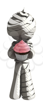 Mummy or Personal Injury Concept Presenting a Cupcake to Viewer