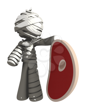 Mummy or Personal Injury Concept Holding a Steak