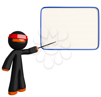 Orange Man Ninja Warrior Teacher with Dry-erase board
