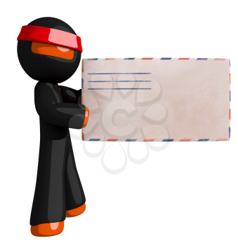 Orange Man Ninja Warrior With Envelope