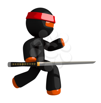 Orange Man Ninja Warrior with Slicing Katana