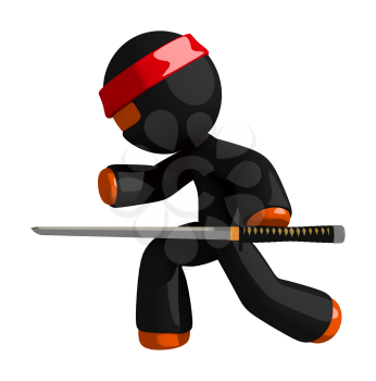 Orange Man Ninja Warrior Warrior Stealth with Sword