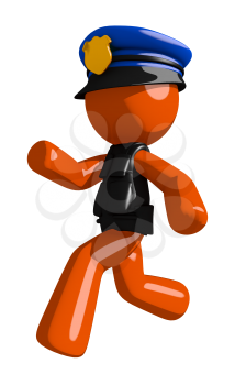 Orange Man police officer  Running or Chasing or Escaping