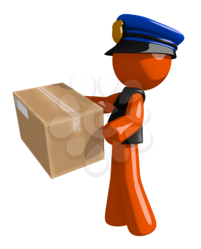 Orange Man police officer  Delivering a Package