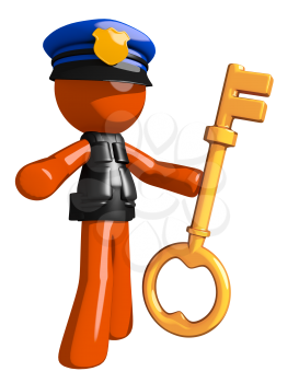 Orange Man police officer  Holding Key