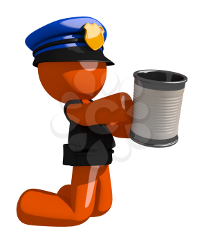 Orange Man police officer  Asking for Charity