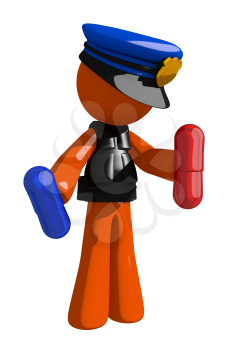 Orange Man police officer  Holding Pills