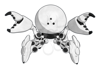 Robotics Mascot Crab Standing in a front-facing defense pose.