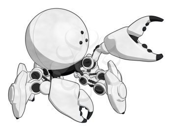 Robotics Mascot Crab positioned as if holding an object, which you can insert via your design.