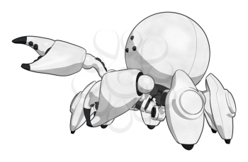 Robotics Mascot Crab Pointing with his claws toward the right or left of your design.