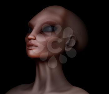 Hybrid alien woman looking upward