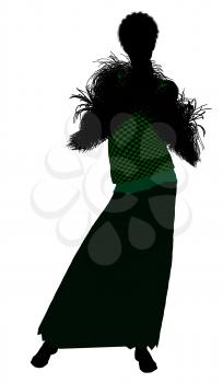 Royalty Free Clipart Image of a Woman in a Feather Boa
