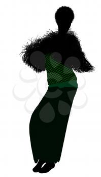 Royalty Free Clipart Image of a Woman in a Feather Boa