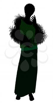 Royalty Free Clipart Image of a Woman Wearing a Boa