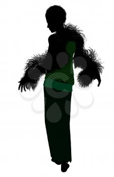 Royalty Free Clipart Image of a Woman Wearing a Boa