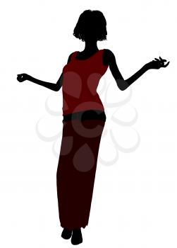 Royalty Free Clipart Image of a Girl in Sleeveless Shirt