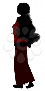 Royalty Free Clipart Image of a Woman in a Long Skirt and Boa