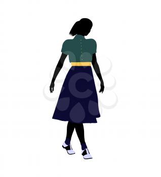 Royalty Free Clipart Image of a Girl in 50s Clothes