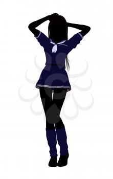 Royalty Free Clipart Image of a Girl in Blue Top