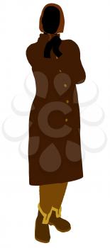 Royalty Free Clipart Image of a Woman in a Trench Coat