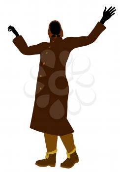 Royalty Free Clipart Image of a Woman in a Trench Coat