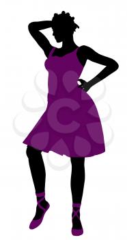 Royalty Free Clipart Image of a Woman in a Purple Ballet Dress