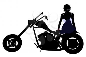 Royalty Free Clipart Image of a Girl on a Motorcycle