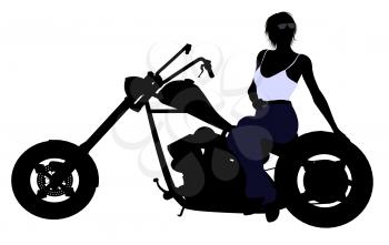 Royalty Free Clipart Image of a Girl on a Motorcyle