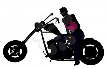 Royalty Free Clipart Image of a Woman on a Motorcyle