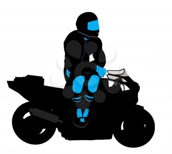 Royalty Free Clipart Image of a Motorcyclist on a Bike