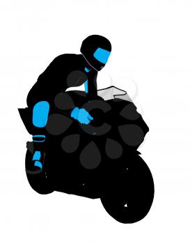 Royalty Free Clipart Image of a Biker and Motorcycle