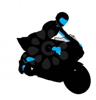 Royalty Free Clipart Image of a Person on a Motorbike