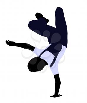 Royalty Free Clipart Image of a Boy Doing a Handstand