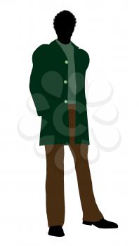 Royalty Free Clipart Image of a Man in a Green Jacket