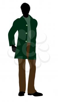 Royalty Free Clipart Image of a Man in a Green Jacket