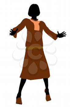 Royalty Free Clipart Image of a Woman in Conservative Clothes