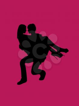Royalty Free Clipart Image of a Couple on Pink