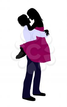 Royalty Free Clipart Image of a Girl Wrapping Her Legs Around a Man