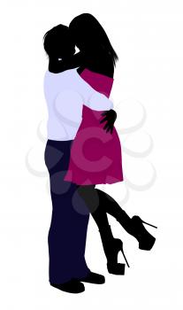 Royalty Free Clipart Image of a Couple Embracing
