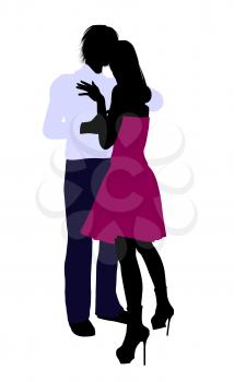 Royalty Free Clipart Image of a Couple Embracing