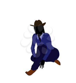 Royalty Free Clipart Image of a Girl in a Cowboy Hat