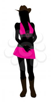 Royalty Free Clipart Image of a Cowgirl in Pink