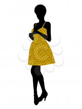 Royalty Free Clipart Image of a Girl in a Sundress