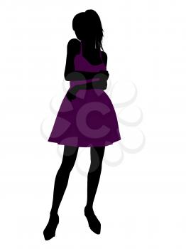 Royalty Free Clipart Image of a Girl in a Cocktail Dress