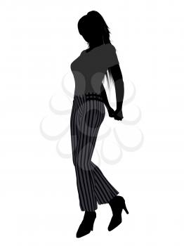 Royalty Free Clipart Image of a Girl in Striped Pants