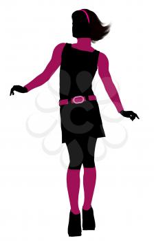 Royalty Free Clipart Image of a Girl in Pink and Black