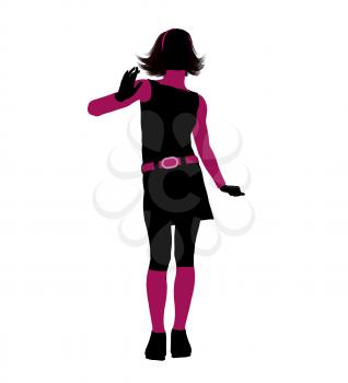 Royalty Free Clipart Image of a Girl in Pink and Black