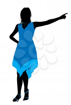 Royalty Free Clipart Image of a Woman in a Blue Dress