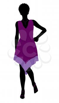 Royalty Free Clipart Image of a Woman in Purple Dress